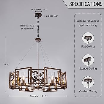 牧場主 ZXFDWB Farmhouse Rattan Chandelier Light Fixture, 6-Light